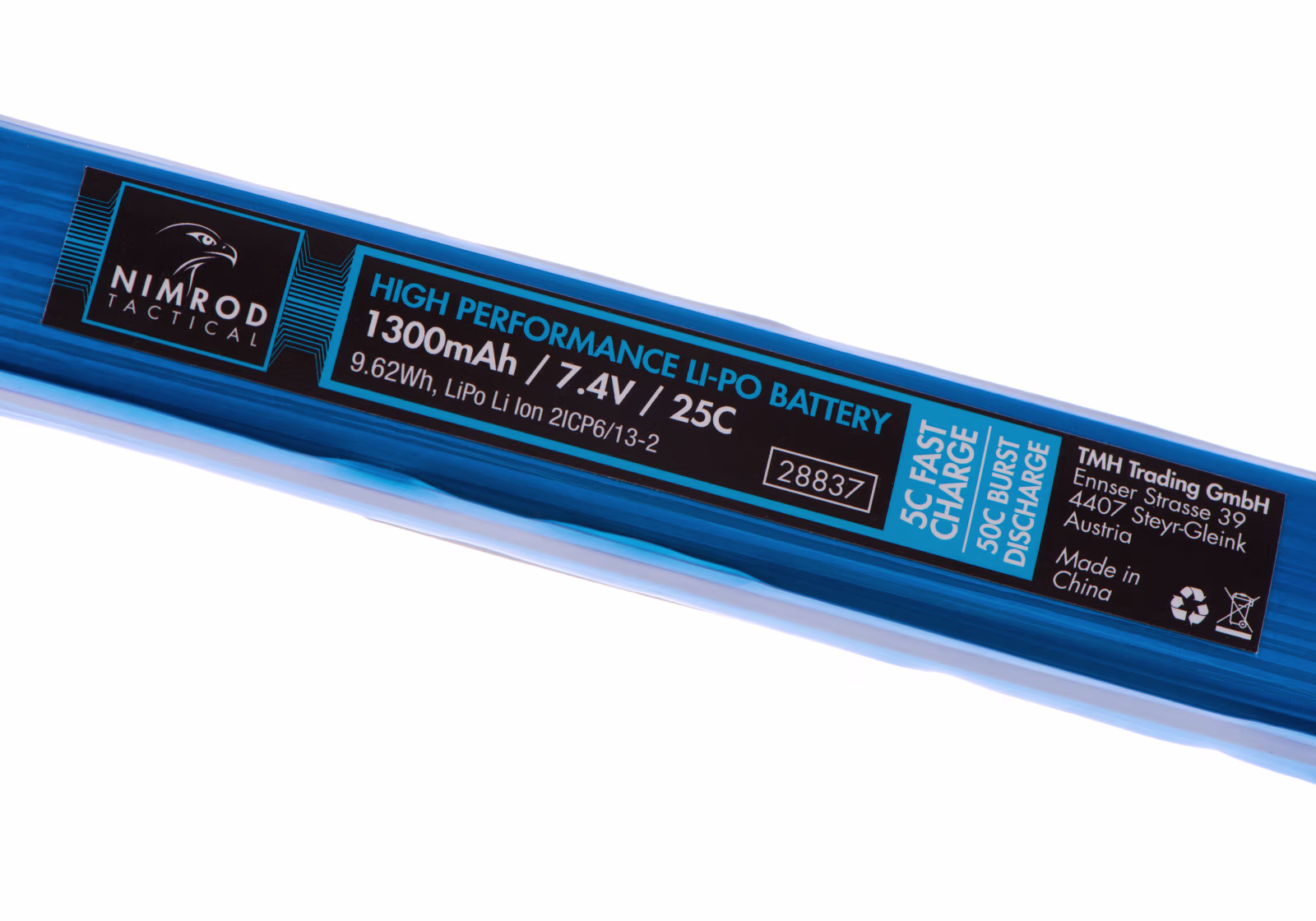 Nimrod LiPo 7.4V 1300mAh 25C Stock Tube Type T-Plug - Afbeelding 3